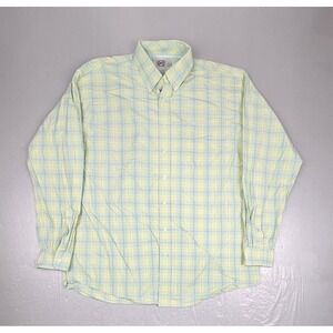 Cinch Button Down Shirt Mens Large Yellow Blue Plaid Casual Western Wear L/S